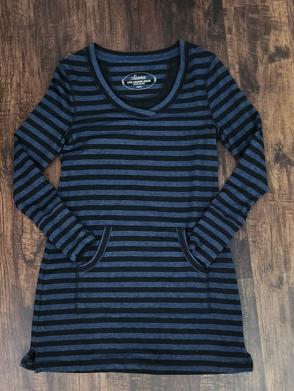 Soma Live Lounge Wear Long Sleeve Blue Striped Size XS Like New